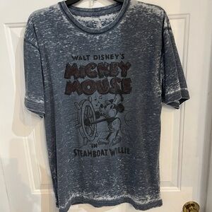 Disney Steam Boat Willie Mickey Mouse Gray large T-Shirt